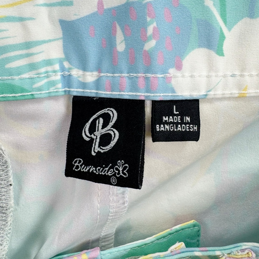 Burnside Womens Tropical Palm Print Board Shorts Blue Swimwear Size Large NWT - Picture 3 of 9